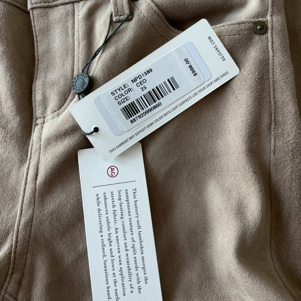 Adriano Goldschmied AG Leather Suede Legging Women's Tan Super Skinny NEW Sz. 25 - Picture 14 of 14